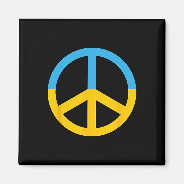 Íman Símbolo de Paz Com as Cores da Bandeira da Ucrânia (Frente)