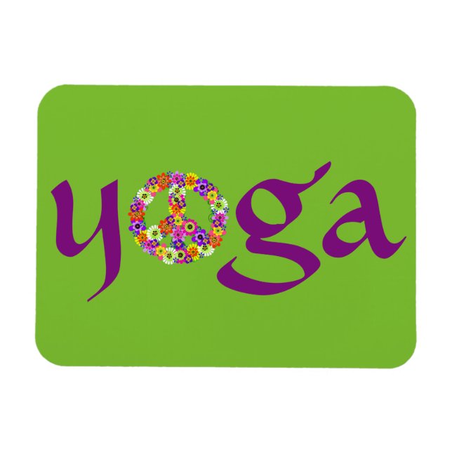 Íman Símbolo de Paz de Yoga Floral (Horizontal)
