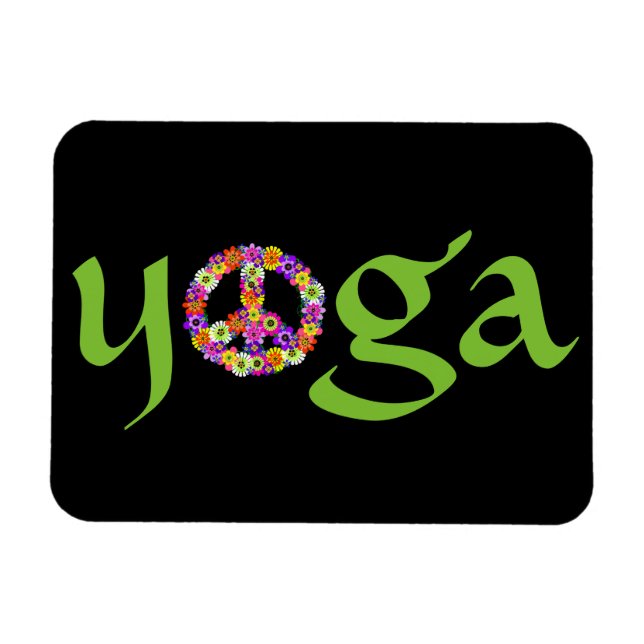 Íman Símbolo de Paz de Yoga Floral (Horizontal)