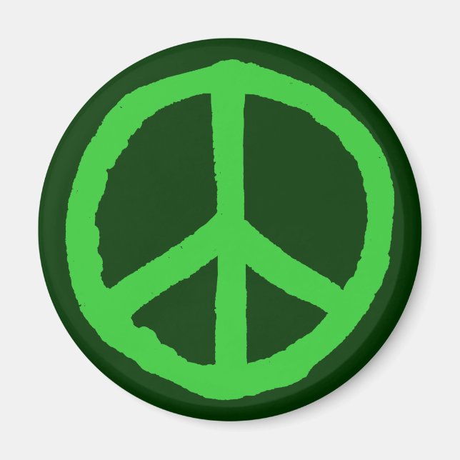 Íman Símbolo de paz duro - tons verdes (Frente)