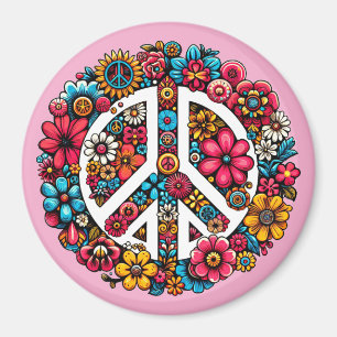 Íman símbolo de paz floral cor ilustração