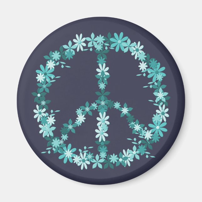 Íman Símbolo de paz, potência floral (Frente)