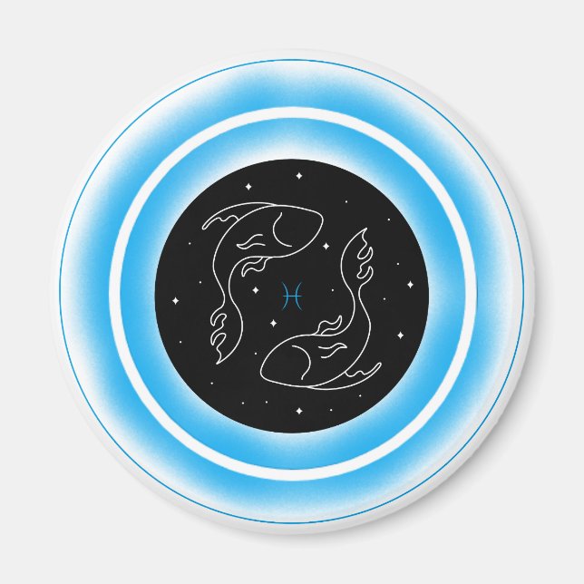 Íman Símbolo de Peixes – Emblema Mínimo de Astrologia (Frente)