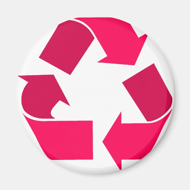 Íman símbolo de reciclar rosa (Frente)