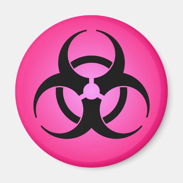 Íman Símbolo de risco biológico cor-de-rosa (Frente)