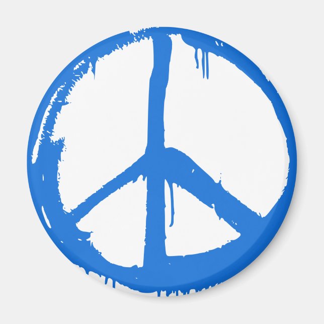 Íman Símbolo de sinal de paz azul (Frente)
