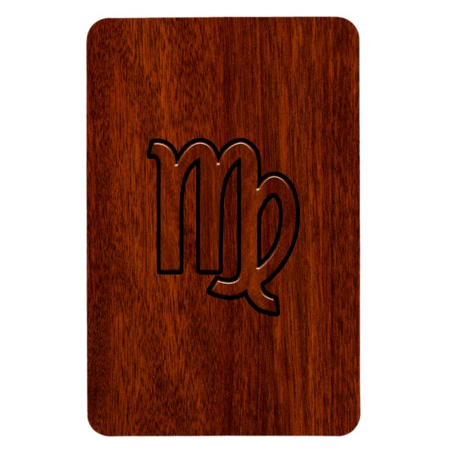 Íman Símbolo de Virgem no estilo madeira de Mahogany (Vertical)