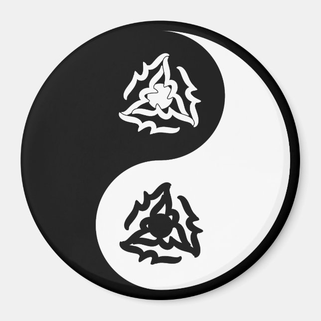 Íman Símbolo de yin e yang preto e branco (Frente)
