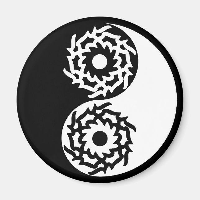 Íman Símbolo de yin e yang preto e branco (Frente)