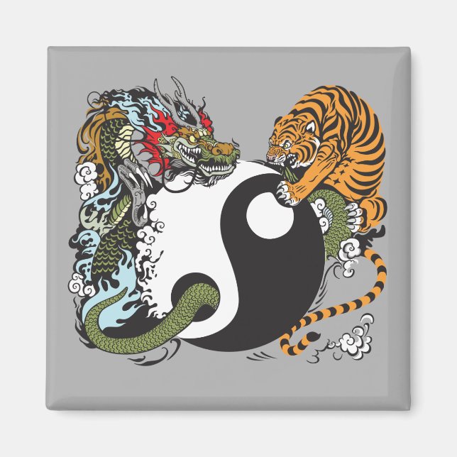 Íman símbolo do dragão e tigre yin yang (Frente)