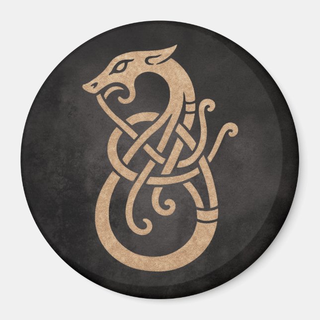 Íman Símbolo do Nó de Serpente Viking Dourado (Frente)