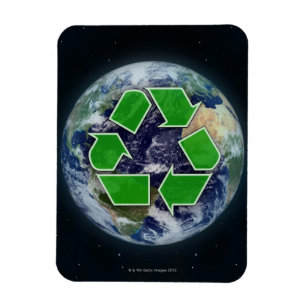 Íman Símbolo do reciclagem e terra do planeta