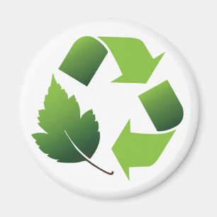 ÍMAN SÍMBOLO DO RECICLAR COM FOLHA