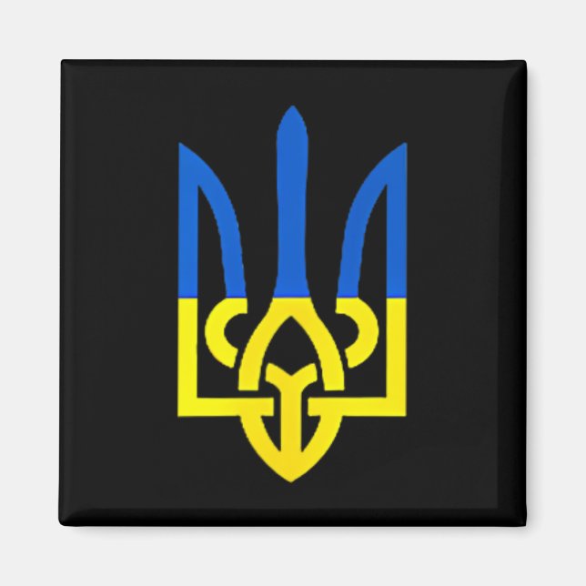 Íman Símbolo do Tridente Ucraniano - Suporte à Bandeira (Frente)