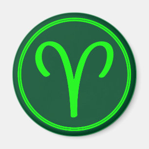 Íman Símbolo do Zodíaco de Áries com Contraste Verde