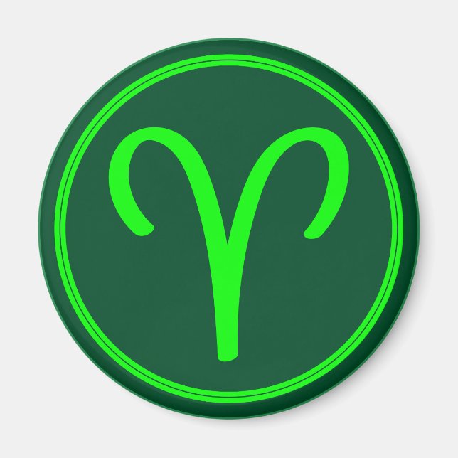 Íman Símbolo do Zodíaco de Áries com Contraste Verde (Frente)