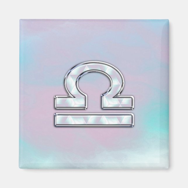Íman Símbolo Elegante Libra Zodiac Mãe de Estilo Pérola (Frente)