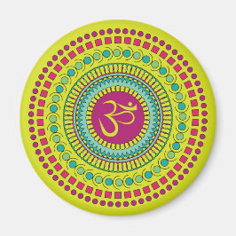 Íman Símbolo Espiritual Mandala Om Verde Rosa Geométric