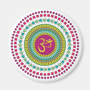 Íman Símbolo Espiritual Mandala Om Verde Rosa Geométric