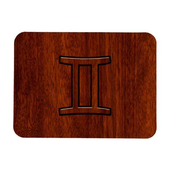 Íman Símbolo Gemini Zodiac em Mahogany como Decor (Horizontal)