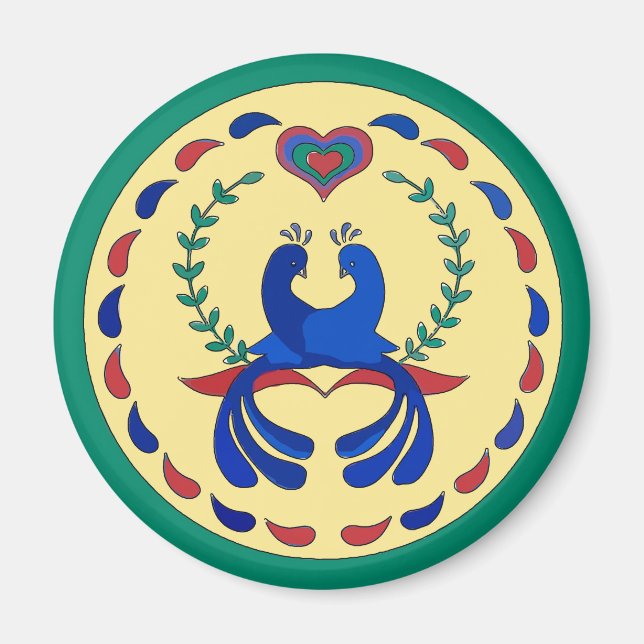 Íman Símbolo Hex de Pássaros do Amor Holandês (Frente)