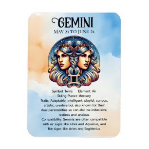 Íman Símbolo Horoscópio Gemini Aniversário