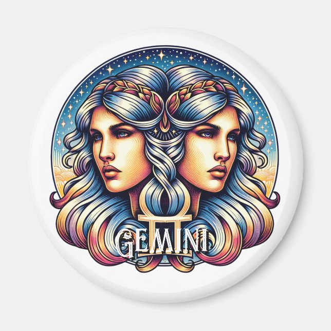 Íman Símbolo Horoscópio Gemini | Sinal de Astrologia Gê (Frente)