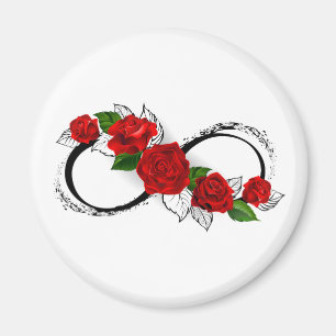 Íman Símbolo Infinity com Rosa vermelha