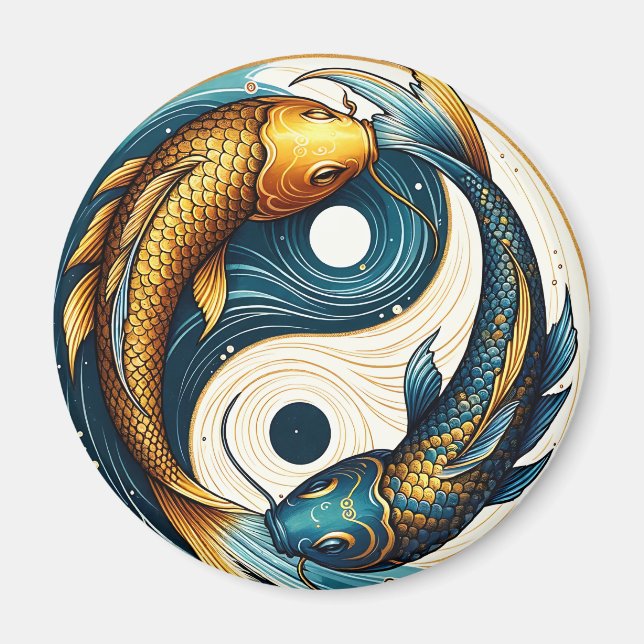 Íman Símbolo Japonês Yin Yang Peixe Koi (Frente)