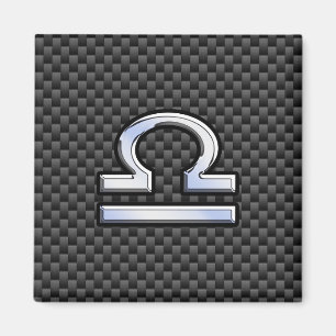 Íman Símbolo libra zodiac em decor de fibra de carbono