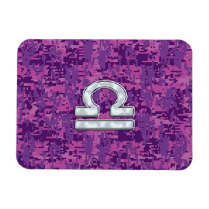 Íman Símbolo Libra Zodiac no Camo Digital Fuchsia