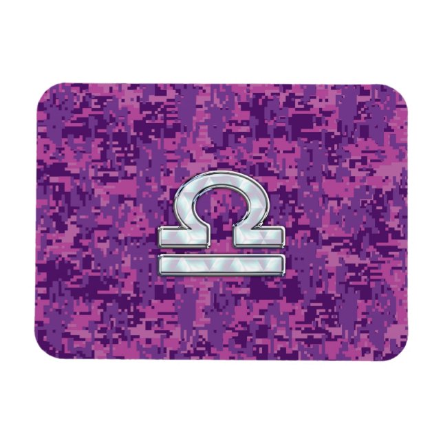 Íman Símbolo Libra Zodiac no Camo Digital Fuchsia (Horizontal)