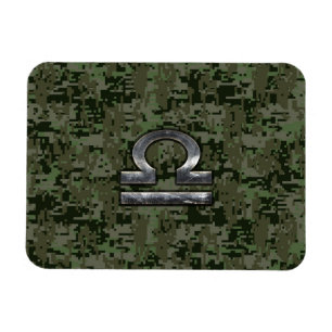 Íman Símbolo Libra Zodíaco no camo digital Woodland V