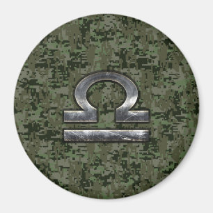 Íman Símbolo Libra Zodíaco no camo digital Woodland V