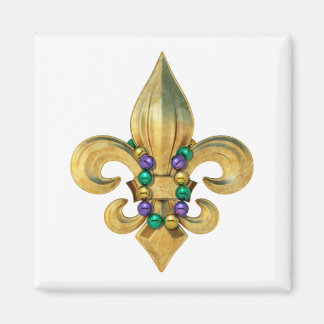 Íman Símbolo Mardi Gras Royalty Fleur de Lis com Miçang