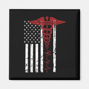 Íman Símbolo médico da bandeira americana Black Patriot
