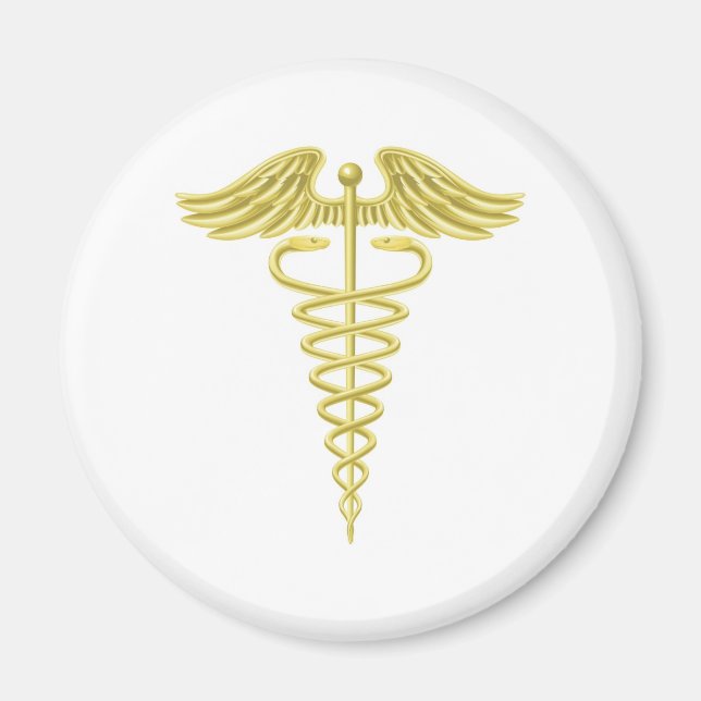 Íman Símbolo médico do ouro Caduceus (Frente)