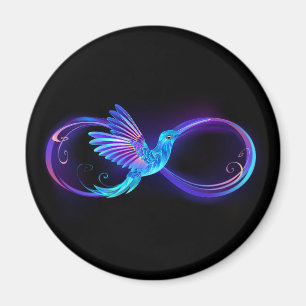 Íman Símbolo Neon Infinity com Hummingbird brilhante