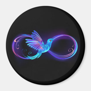 Íman Símbolo Neon Infinity com Hummingbird brilhante