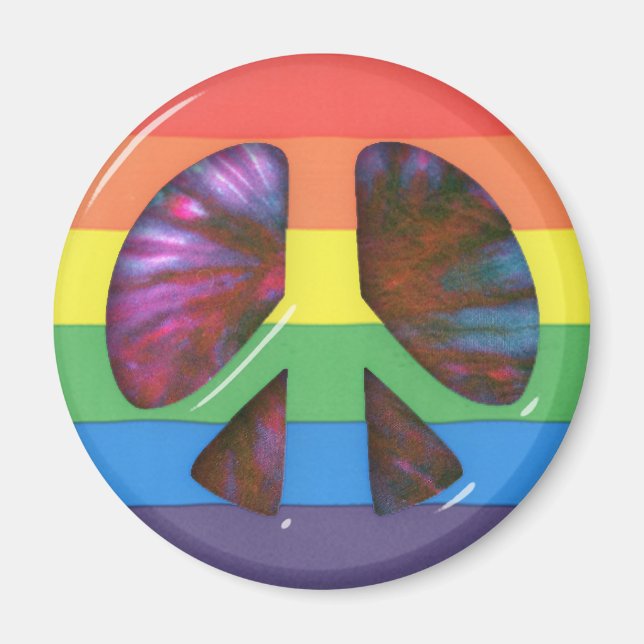 Íman Símbolo Psicodélico RainBow da Paz (Frente)