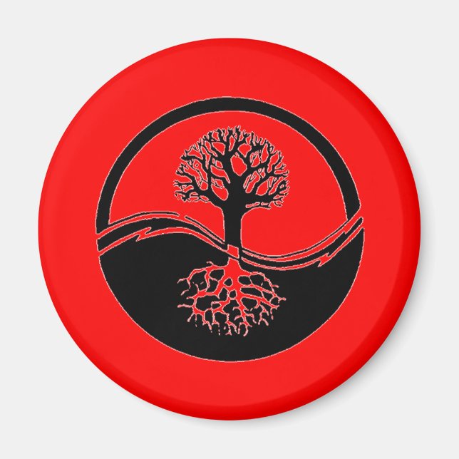 Íman Símbolo Red Yin e Yang (Frente)