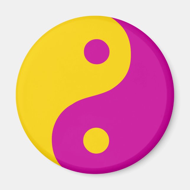 Íman Símbolo Taoist Yin Yang Amarelo e Magenta (Frente)