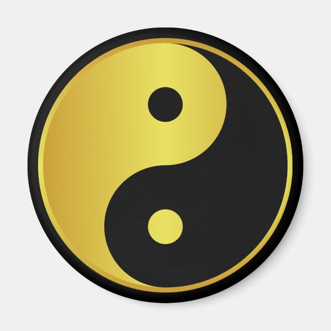 Íman Símbolo Yin e Yang | Dourada filosofia asiática co (Frente)