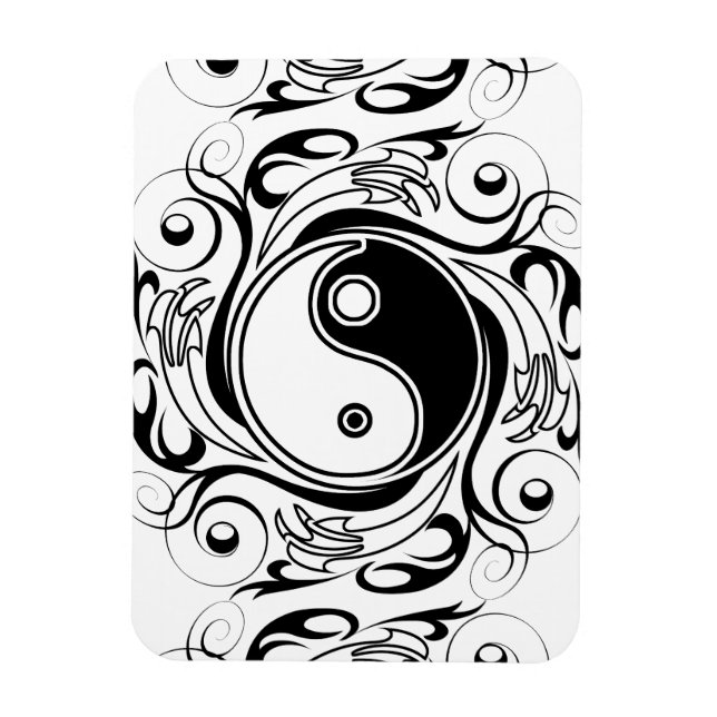 Íman Símbolo Yin & Yang Preto e Branco Estilo Tatuagem (Vertical)