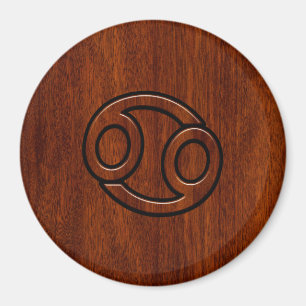 Íman Símbolo Zodiac cancer no estilo de madeira de Mah