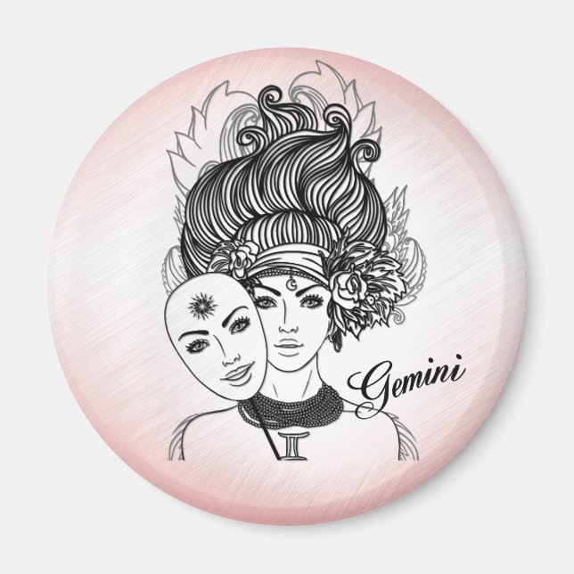 Íman Símbolo Zodiac - Lady Gemini - mascarada (Frente)