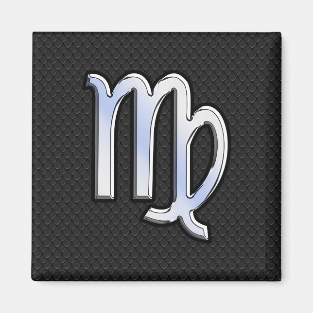Íman Símbolo Zodiac Silver Chrome Virgo (Frente)