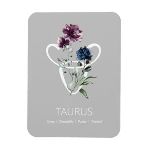 Íman Símbolo Zodiac - Sinal Floral Moderno Taurus