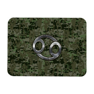 Íman Símbolo Zodíaco do Cancer na Camo Digital Woodla