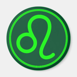 Íman Símbolo Zodíaco Leo Contraste Verde